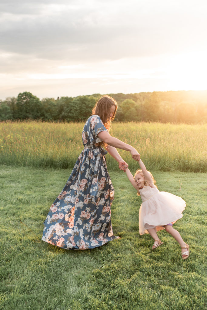 Sunset session with mother and daughter