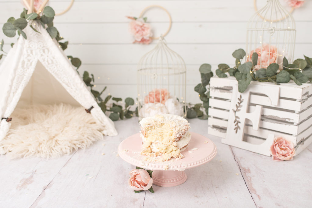 Light and bright cake smash in studio - Canton, CT - Sharon Leger Photography