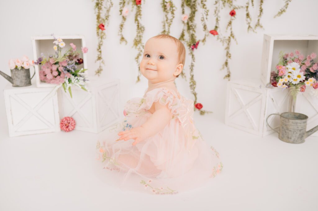 Wildflower 1st Birthday Cake Smash | CT Cake Smash Photographer