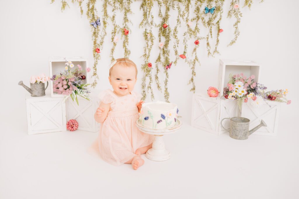 Wildflower 1st Birthday Cake Smash | CT Cake Smash Photographer