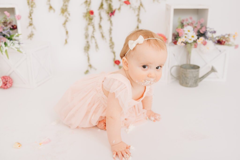 Wildflower 1st Birthday Cake Smash | CT Cake Smash Photographer
